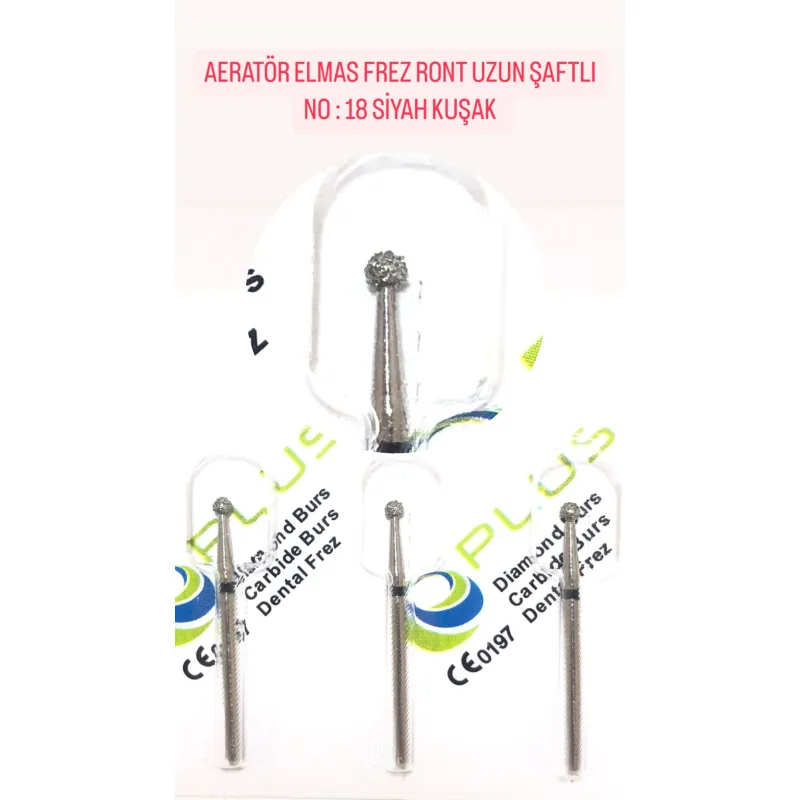 Aeratör Elmas Frez Ront Uzun Şaftli No:18 Siyah Kuşak