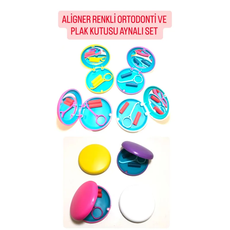 Aligner Aynali Renkli Ortodonti ve Plak Kutu Seti