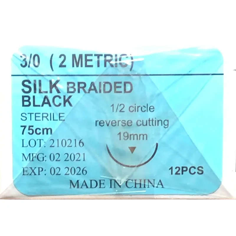 Cerrahi İpek İplik Sütur 3/o 19 Mm Keskin Dikiş İpi