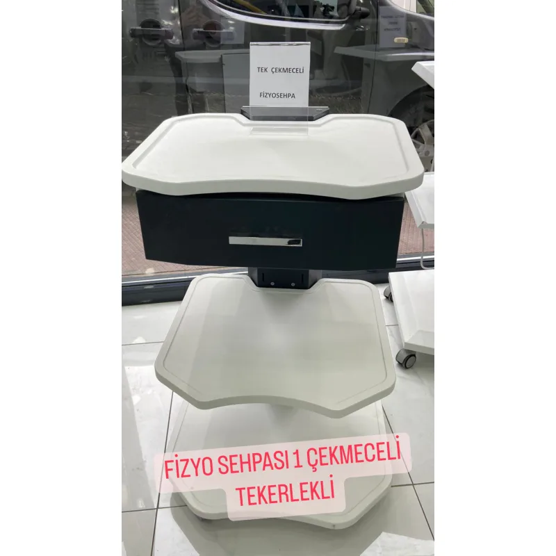 Fizyo Sehpasi Hareketli 1 Çekmeceli Tekerlekli