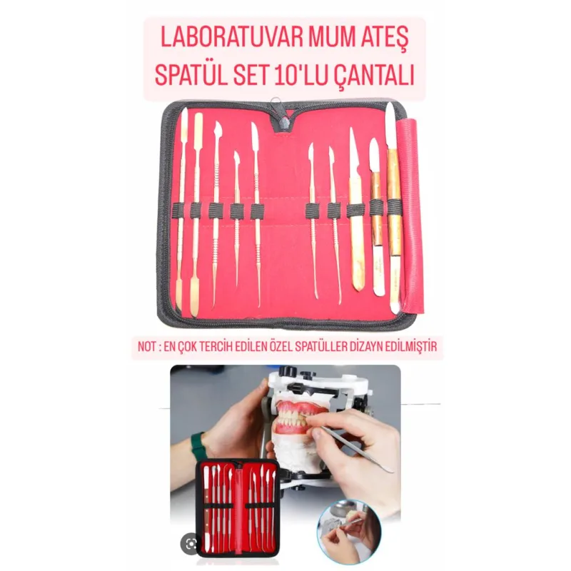 Laboratuvar Mum Ateş Spatül Set 10'lu Çantali