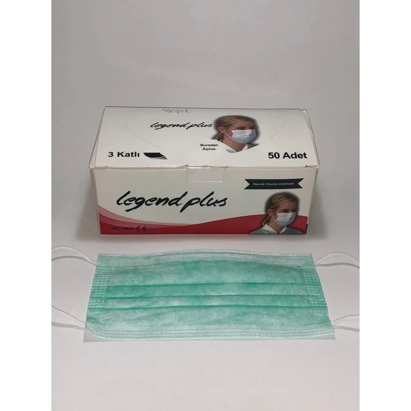 Maske 3 Katli Telli 50 Lik ( Yeşilrenk )