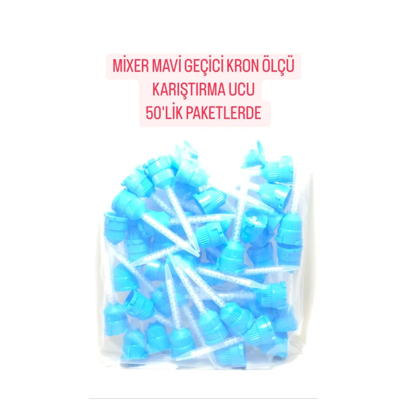 Mixer Mavi Geçici Kron Ölçü Kariştirma Ucu 50'lik Paketlerde