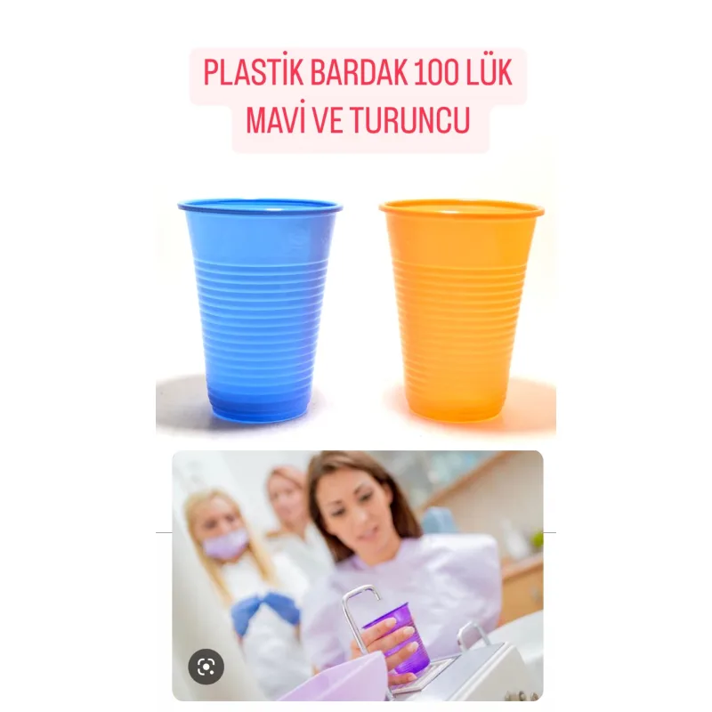Plastik Bardak 100'lük Mavi ve Turuncu Renklerde