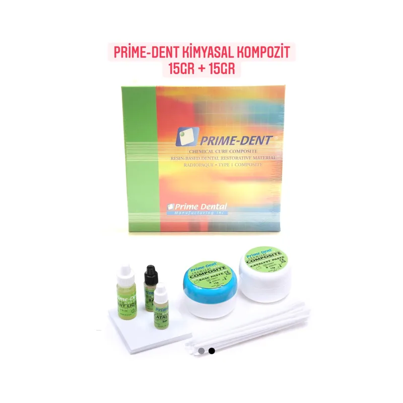 Prime-dent Chemical Self Cure Composite Kit Kimyasal Kompozit 15 Gr -15 Gr