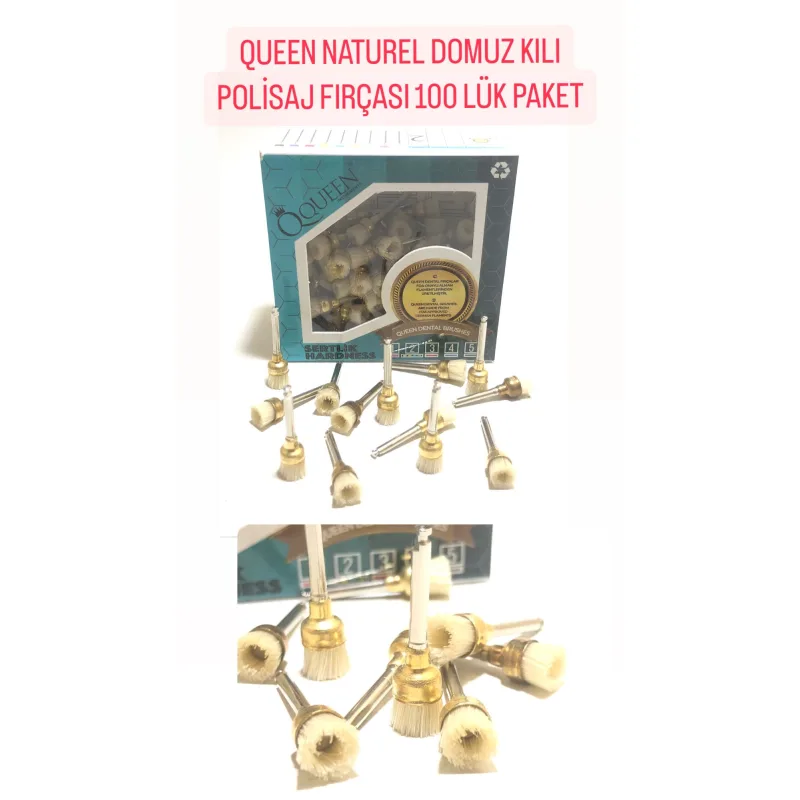 Queen Naturel Domuz Kili Polisaj Firçasi 100'lük Paket