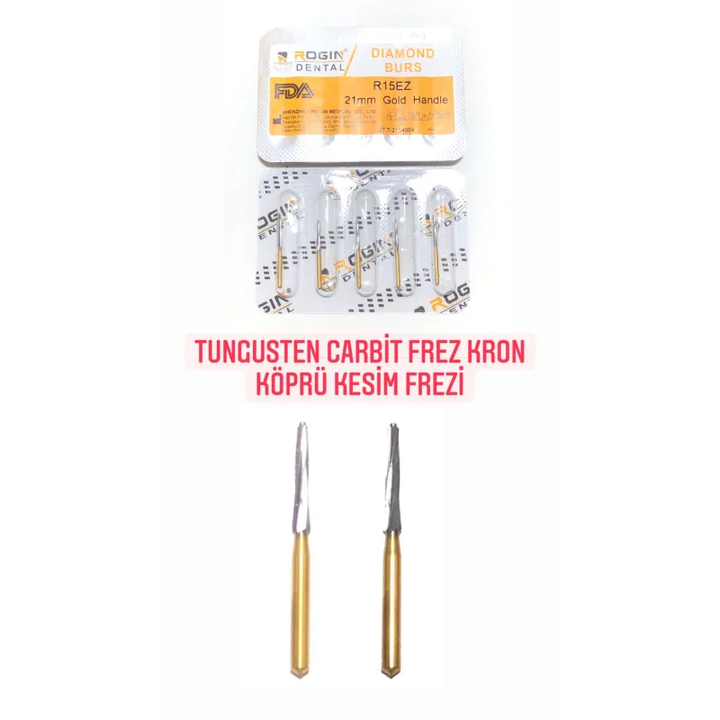 Rogin Dental Tungsten Carbit Frez Kron Köprü Kesim İçin Gold ( Fg )