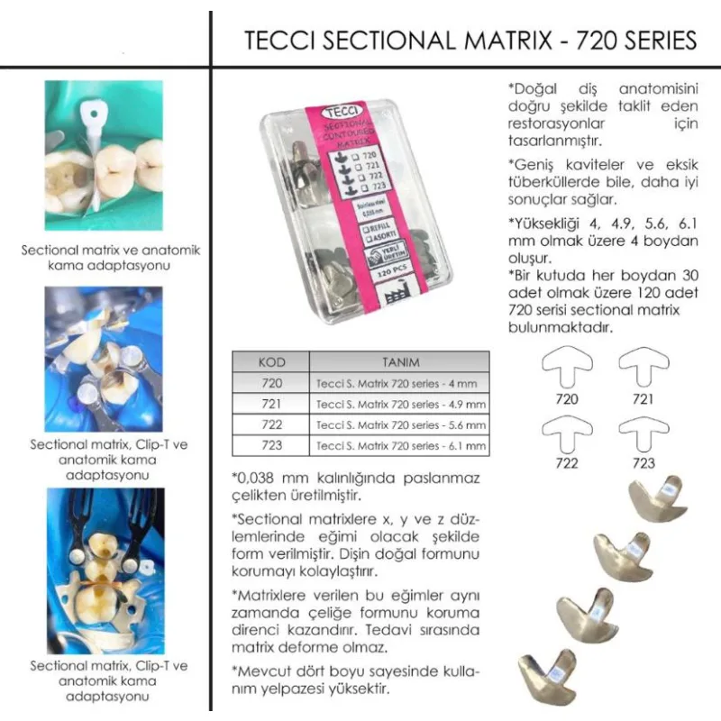 Tecci Sectional Matrix -720 Series- 120 Adetlik Refil veya Asorti