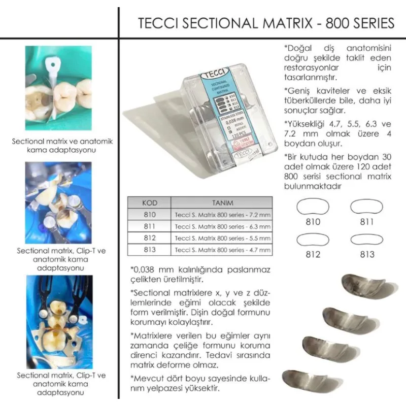Tecci Sectional Matrix -800 Series- 120 Adetlik Refil veya Asorti