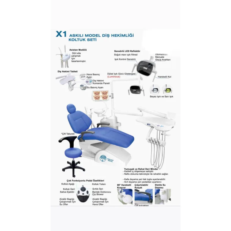 X1 Askili Model Diş Hekimi Koltuk Seti