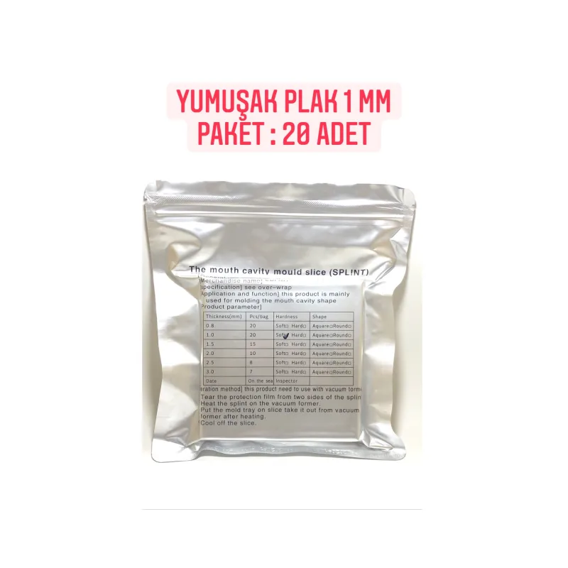 Yumuşak Plak 1mm Paket: 20 Adet